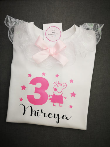 Peppa Inspired Birthday Top 0m - 9 years