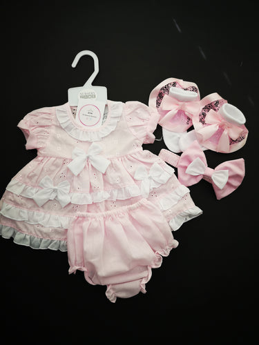 Pink Anglaise Dress Outfit newborn-6 months READY TO POST