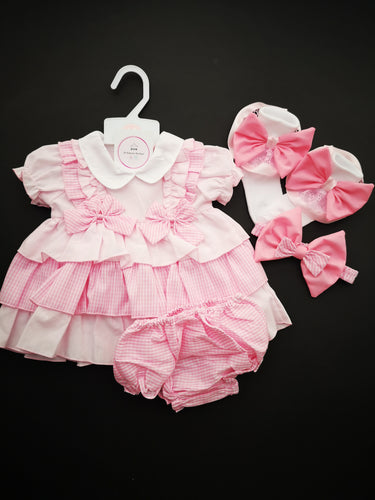 Pink Gingham Dress Outfit 0m - 9 months READY TO POST