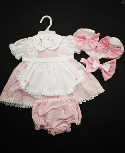 Pink Apron Dress Outfit 0m - 12 months READY TO POST