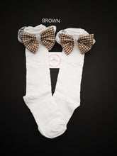 Load image into Gallery viewer, Frilly Gingham Knee Bow Sock