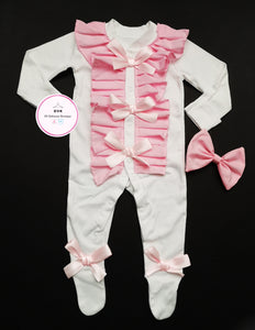 Plainy Bow Sleepsuit 0m - 18 months