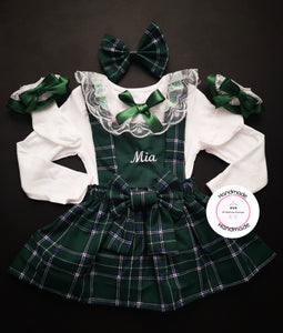 Green Tartan Personalised Dress Outfit 8-9 years