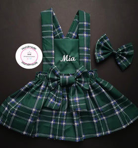 Green Tartan Personalised Dress Outfit 8-9 years