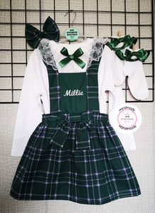 Green Tartan Personalised Dress Outfit 8-9 years