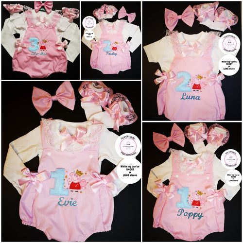 Peppa Birthday Romper Outfit 0m - 24 months