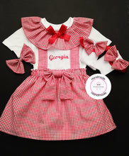 Load image into Gallery viewer, Gingham Pinafore Personalised Dress Outfit 0m - 10 years