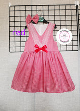 Load image into Gallery viewer, Gingham Pinafore  Dress and Hairbow 1 year - 10 years