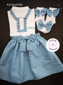 Gingham Personalised Skirts Uniform Outfit 2 years - 13 years