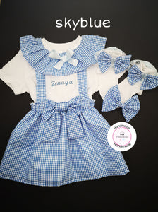 Gingham Pinafore Personalised Dress Outfit 0m - 10 years