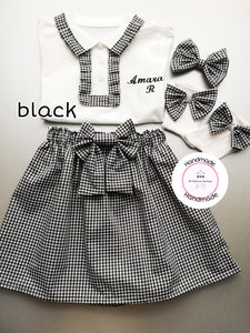 Gingham Personalised Skirts Uniform Outfit 2 years - 13 years