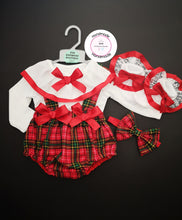 Load image into Gallery viewer, Christmas Pinafore Bloomer Outfit Newborn -24 months