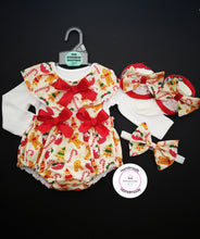 Load image into Gallery viewer, Christmas Pinafore Bloomer Outfit Newborn -24 months