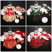 Load image into Gallery viewer, Christmas Pinafore Bloomer Outfit Newborn -24 months