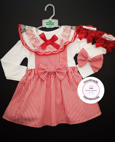 Red Stripe 4 piece Outfit 12-18 months TRUE Size Ready to Post