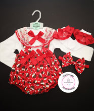 Load image into Gallery viewer, Christmas Pinafore Bloomer Outfit Newborn -24 months