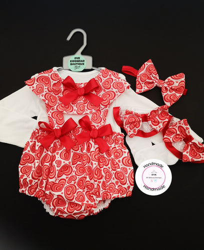 Love Hearts Pinafore Bloomer Outfit Newborn -24 months