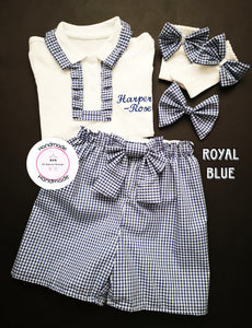 Gingham Personalised Short Uniform Outfit 2 years - 13 years