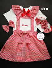 Load image into Gallery viewer, Gingham Pinafore Personalised Dress Outfit 0m - 10 years