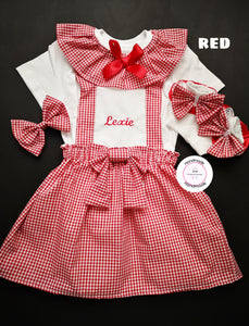 Gingham Pinafore Personalised Dress Outfit 0m - 10 years