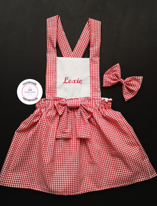 Gingham Pinafore Personalised Dress Outfit 0m - 10 years