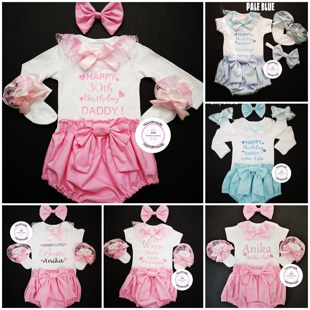 Personalised Bloomer Whole Outfit 0m-2 years ( create your own text )