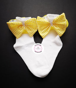 Gingham Lace Ankle Bow Sock 0m - 13 years