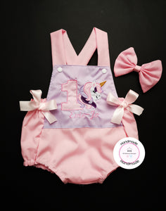 Unicorn Birthday Romper Outfit 0m - 24 months