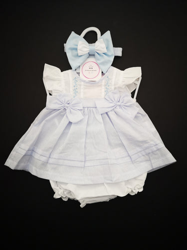 Baby Blue Stripe 3 piece Outfit 12-18 months SMALL FIT Ready to Post