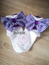 Load image into Gallery viewer, Gingham Lace Ankle Bow Sock 0m - 13 years