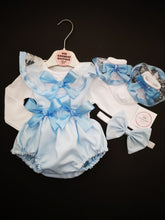 Load image into Gallery viewer, Plain Pinafore Bloomer 4 piece Outfit Newborn -24 months