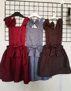 Plain Pinafore Dress and Hairbow 0m - 10 years