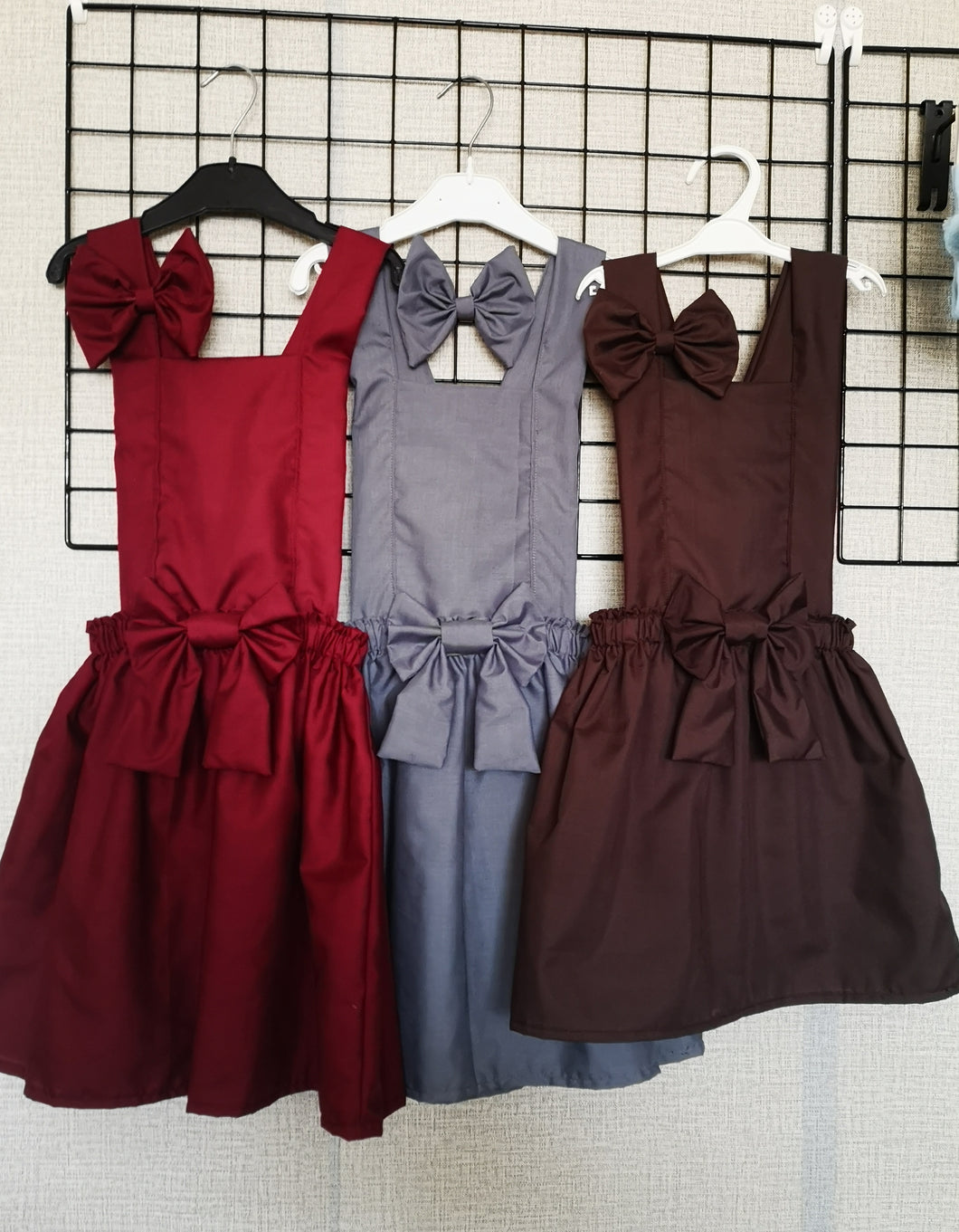 Plain Pinafore Dress and Hairbow 0m - 10 years