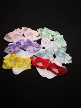 Load image into Gallery viewer, Frilly White Lace Satin Bow Ankle Sock 0m - 13 years