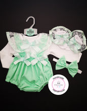 Load image into Gallery viewer, Plain Pinafore Bloomer 4 piece Outfit Newborn -24 months