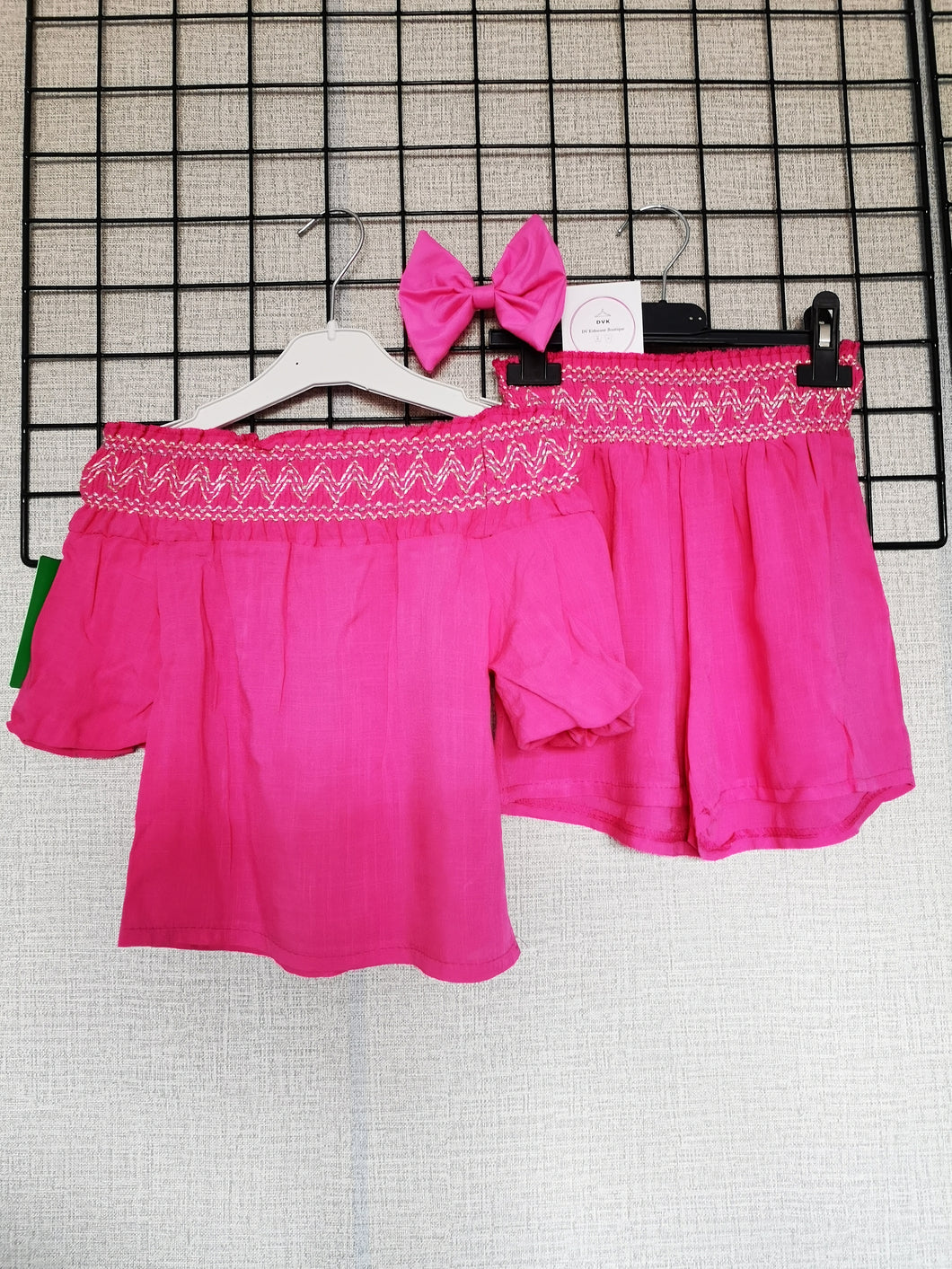 Cerise Pink Smocked Short 3 piece Outfit 2y-14 years TRUE SIZE ( Ready to Post)