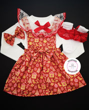 Load image into Gallery viewer, Halloween/Christmas/Valentines Prinny Square Dress 4 piece Outfit Newborn -5 years