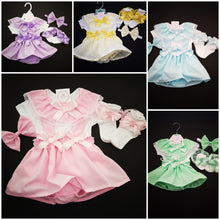 Load image into Gallery viewer, Plain Prinny Bloomer Dress 4 piece Outfit 0m-24 months