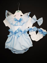 Load image into Gallery viewer, Plain Pinafore Bloomer 4 piece Outfit Newborn -24 months