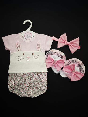 Pink Bunny 4 piece Outfit 0m-12 months TRUE Size Ready to Post