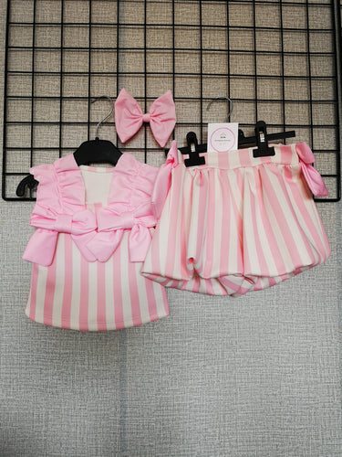 Pink Stripe 3 piece Outfit 6-8 years TRUE Size Ready to Post