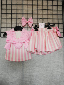 Pink Stripe 3 piece Outfit 6-8 years TRUE Size Ready to Post