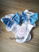 Load image into Gallery viewer, Gingham Lace Ankle Bow Sock 0m - 13 years