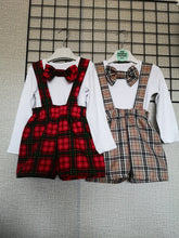Load image into Gallery viewer, Tartan Dungaree Short 2 piece Outfit 0m - 5 years