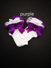 Load image into Gallery viewer, Frilly White Lace Satin Bow Ankle Sock 0m - 13 years