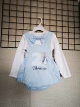 Load image into Gallery viewer, Peter Bunny Romper Birthday Outfit 0m -24 months