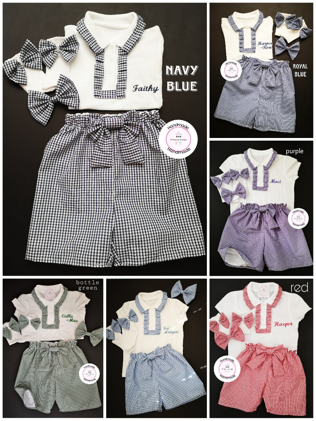 Gingham Personalised Short Uniform Outfit 2 years - 13 years