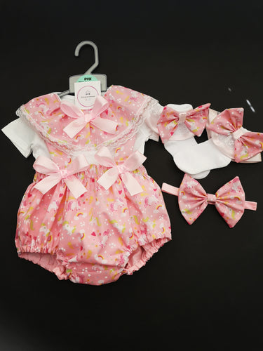 Pink Unicorn Prinny Bloomer 4 piece Outfit Newborn -24 months