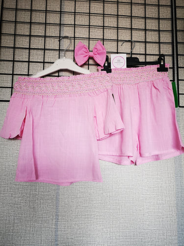 Light Pink Smocked Short 3 piece Outfit 2y-14 years TRUE SIZE ( Ready to Post)