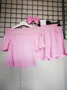 Light Pink Smocked Short 3 piece Outfit 2y-14 years TRUE SIZE ( Ready to Post)